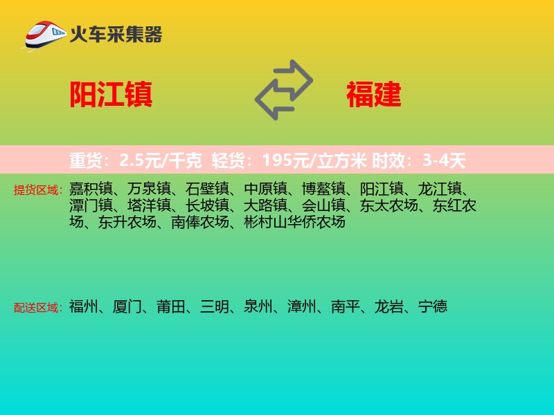 阳江镇到福建物流专线