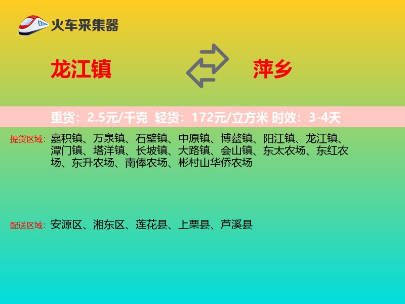 龙江镇到萍乡物流专线