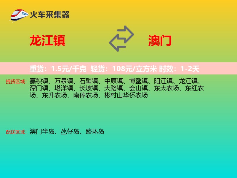 龙江镇到澳门轿车托运