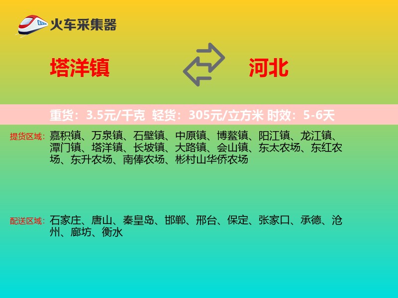 塔洋镇到河北物流专线