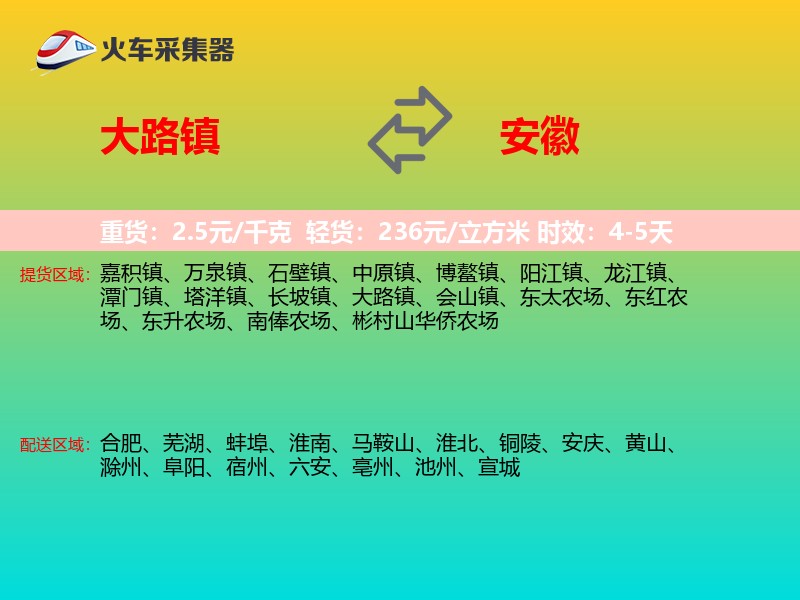 大路镇到安徽长途搬家