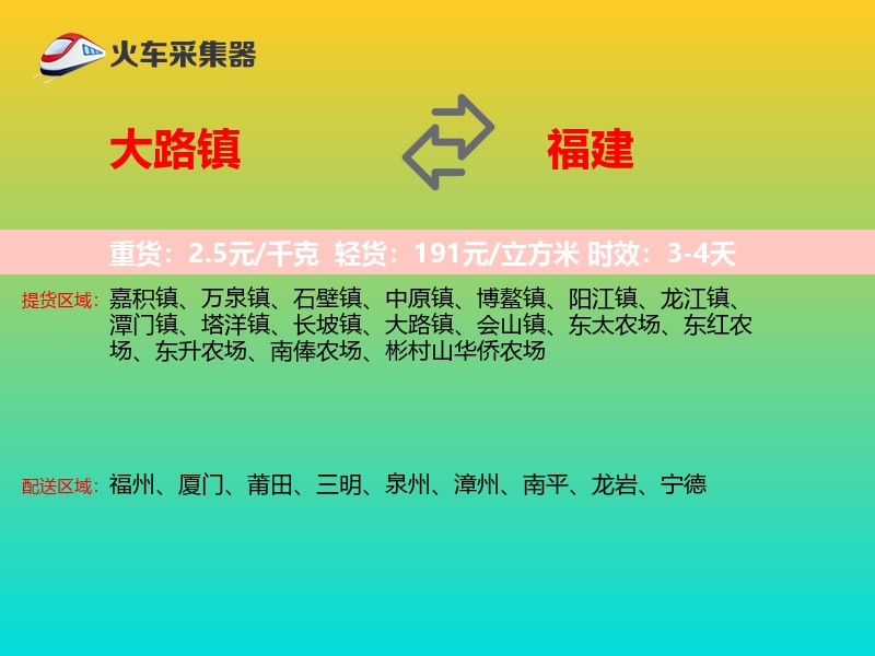 大路镇到福建物流专线