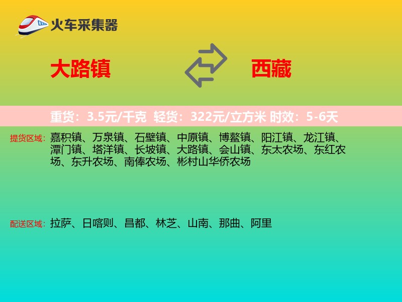 大路镇到西藏物流专线