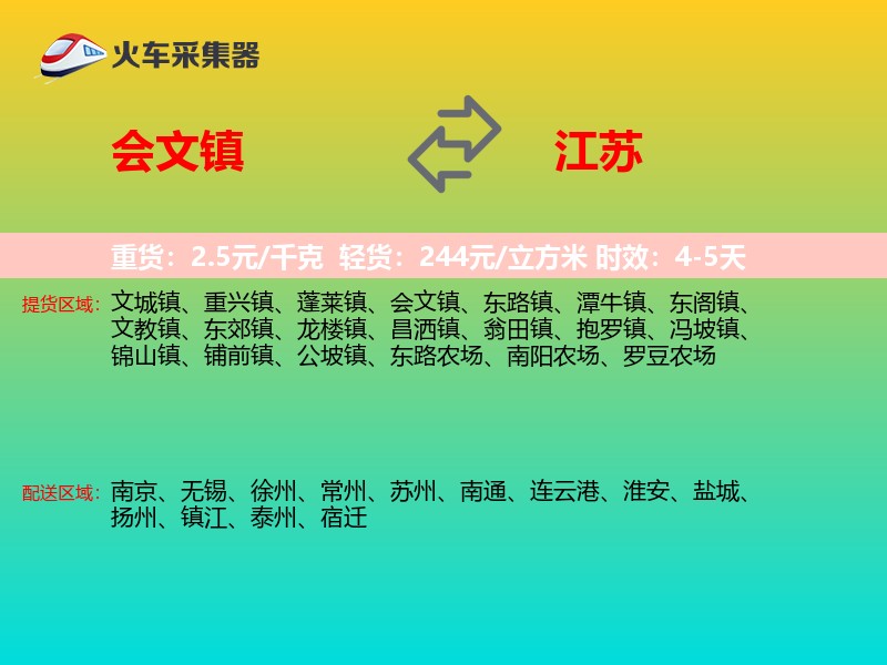 会文镇到江苏物流专线