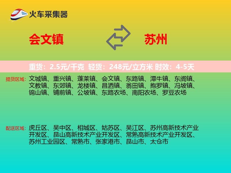 会文镇到苏州物流专线
