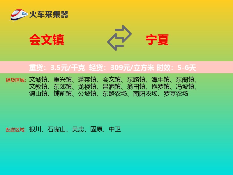 会文镇到宁夏物流专线
