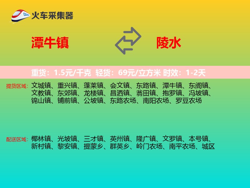 潭牛镇到陵水物流专线