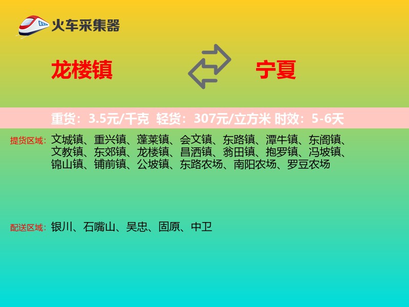 龙楼镇到宁夏物流专线