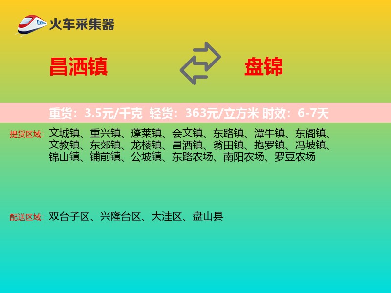 昌洒镇到盘锦物流专线