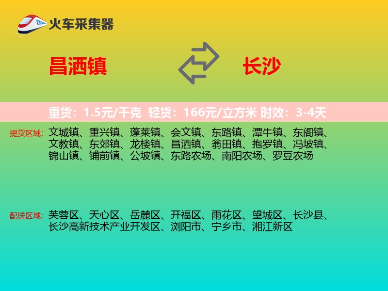 昌洒镇到长沙物流专线