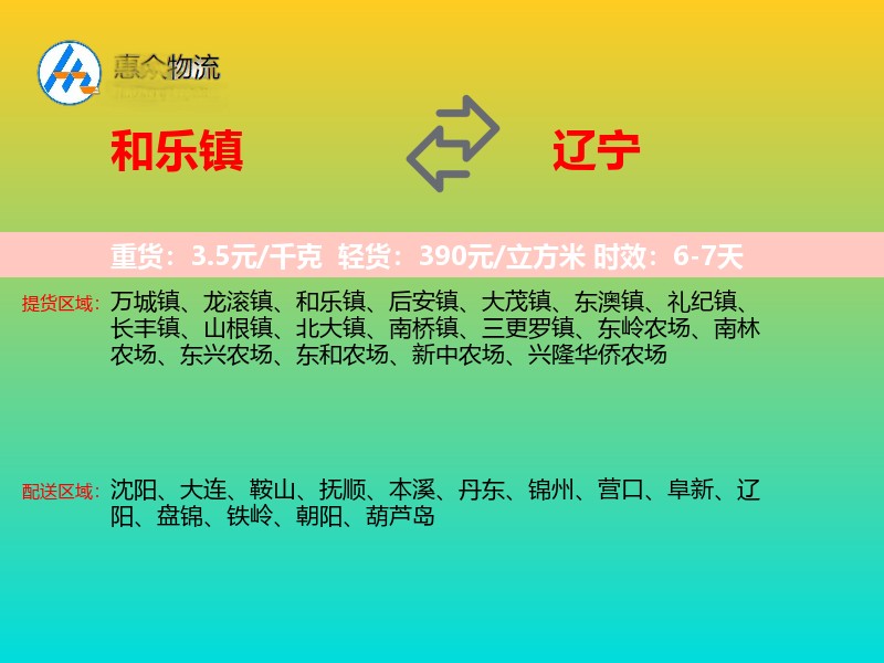 和乐镇到辽宁长途搬家