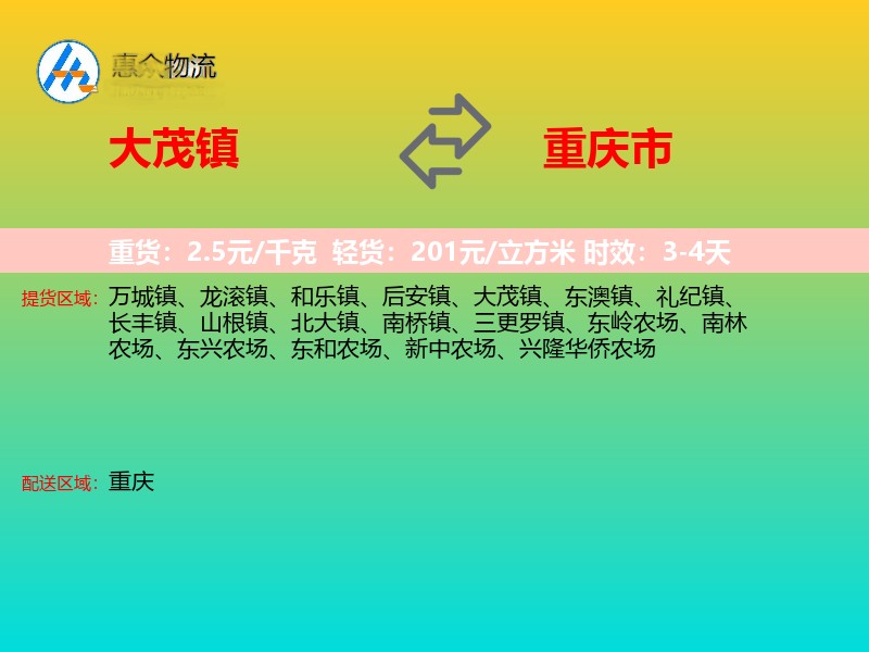 大茂镇到重庆市长途搬家