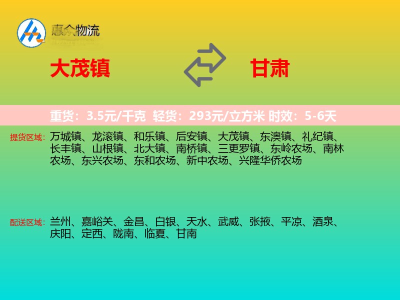 大茂镇到甘肃长途搬家