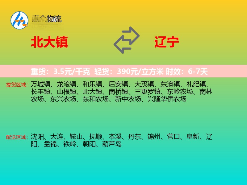 北大镇到辽宁长途搬家