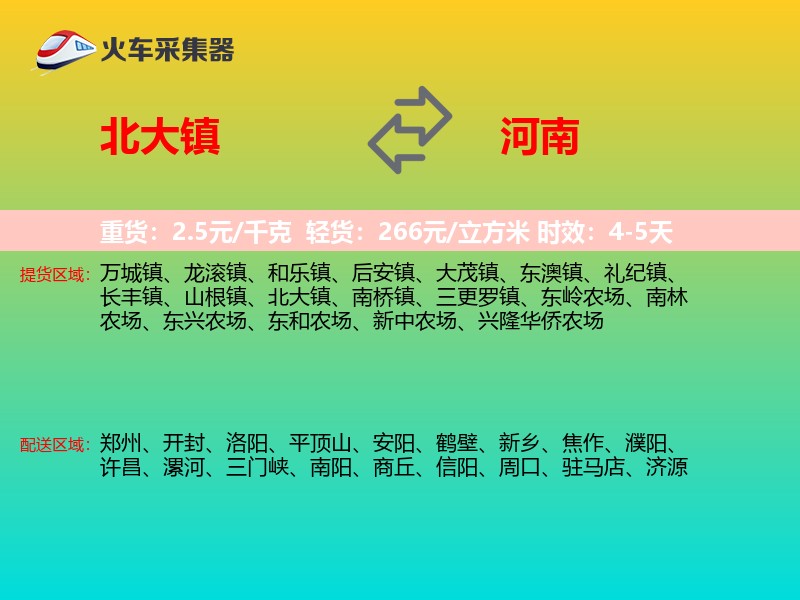 北大镇到河南长途搬家