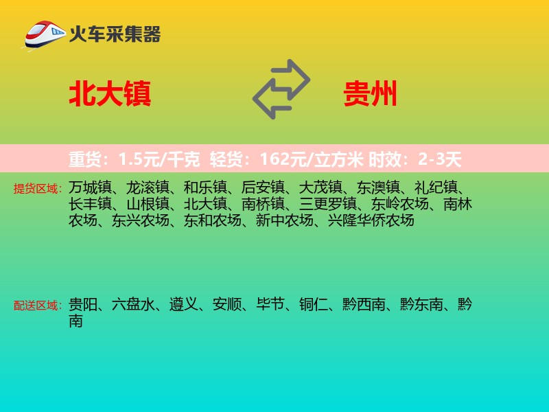 北大镇到贵州长途搬家
