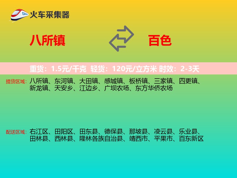 八所镇到百色物流专线
