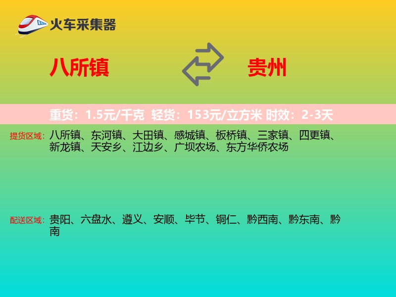 八所镇到贵州长途搬家