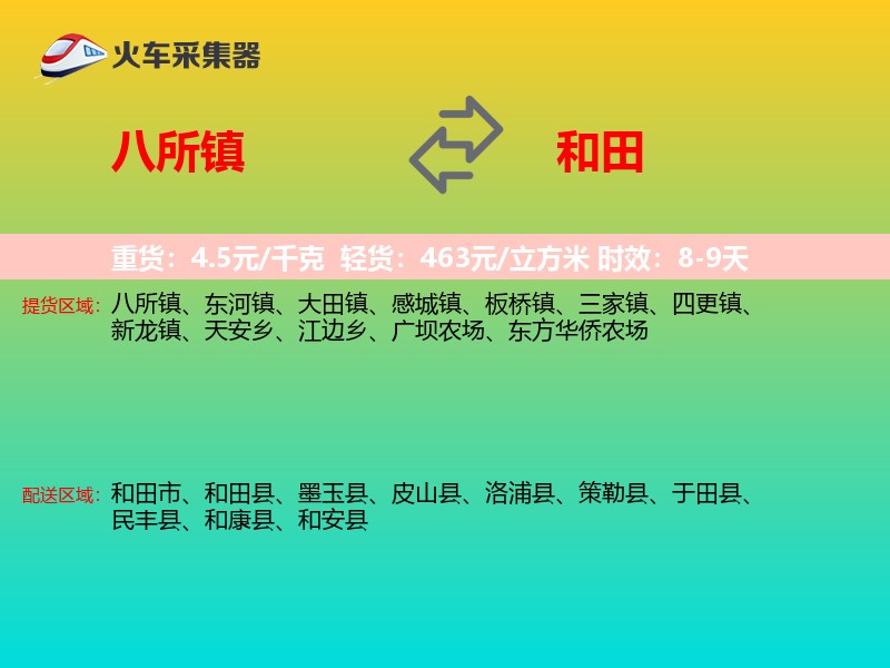 八所镇到和田物流专线