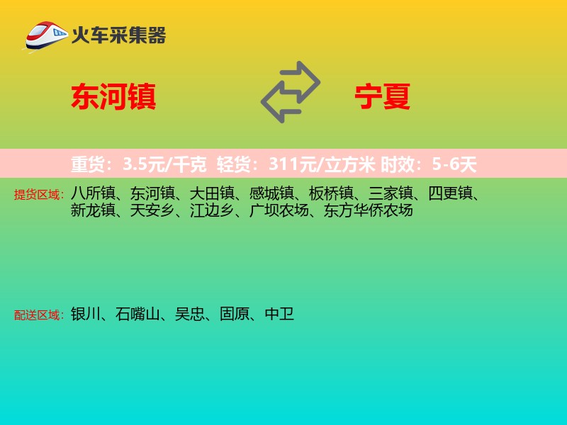东河镇到宁夏物流专线