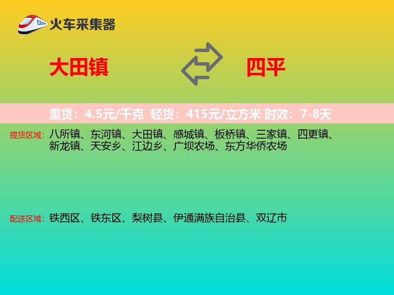 大田镇到四平物流专线