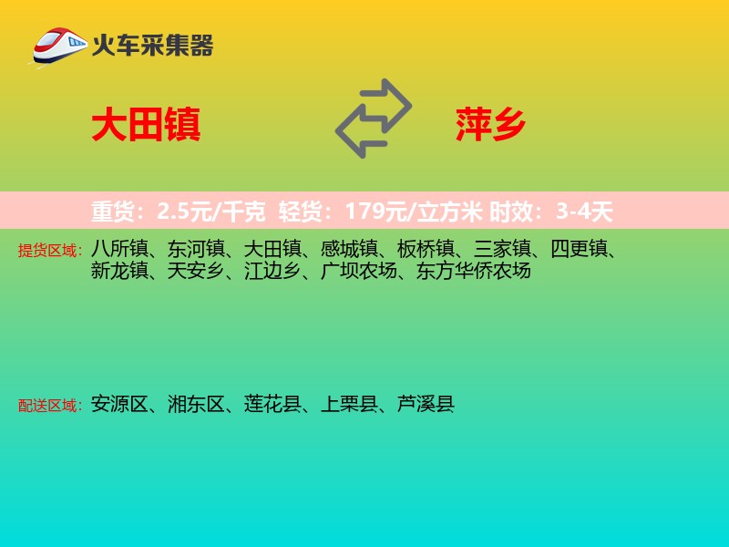 大田镇到萍乡物流专线