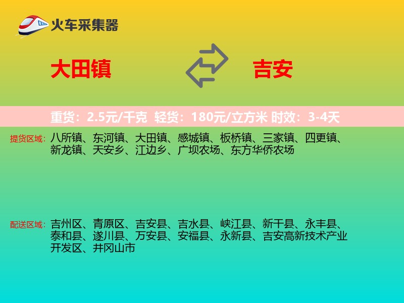 大田镇到吉安物流专线