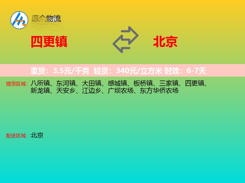 四更镇到北京物流专线