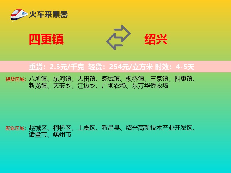 四更镇到绍兴物流专线