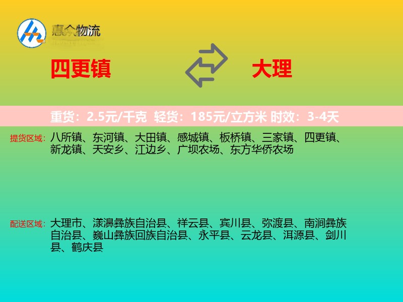 四更镇到大理物流专线