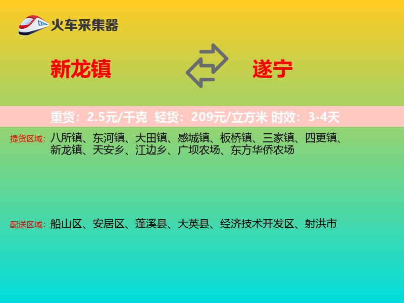 新龙镇到遂宁物流专线
