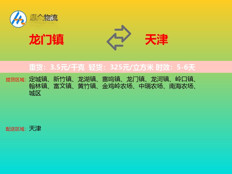 龙门镇到天津轿车托运