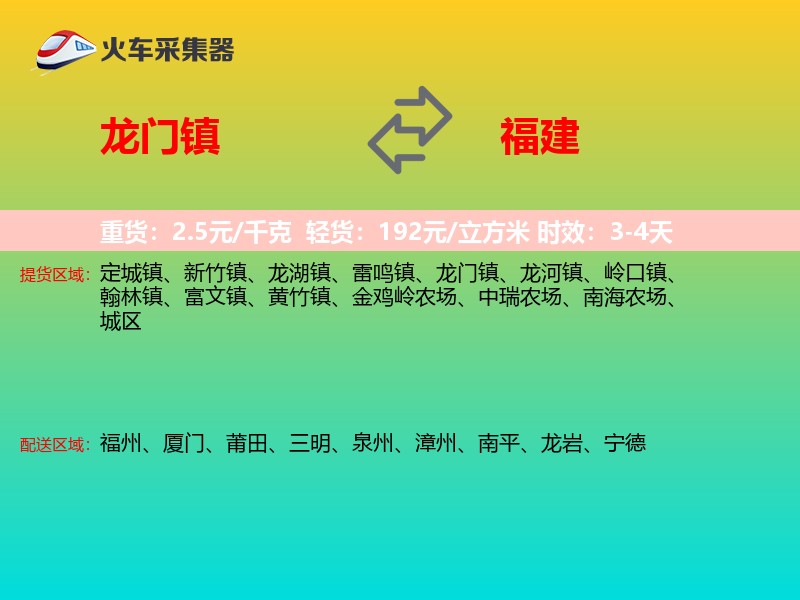 龙门镇到福建长途搬家
