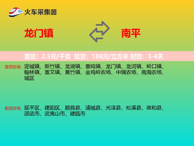 龙门镇到南平物流专线