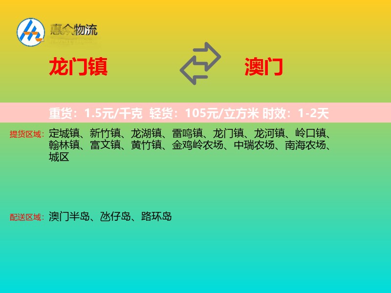龙门镇到澳门轿车托运