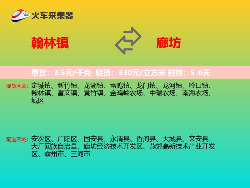 翰林镇到廊坊物流专线