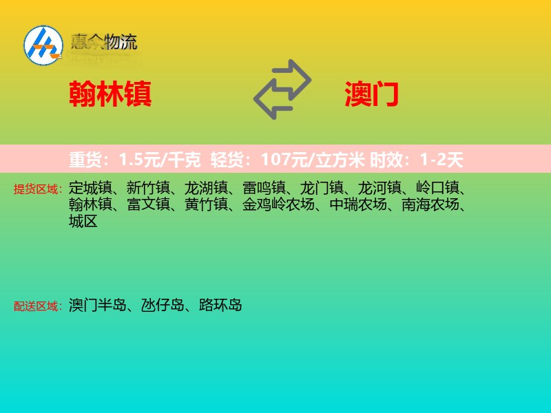 翰林镇到澳门轿车托运