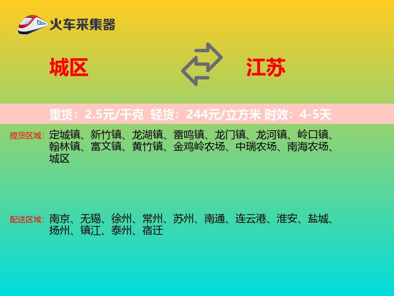 城区到江苏物流专线