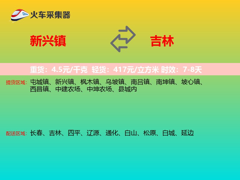 新兴镇到吉林物流专线