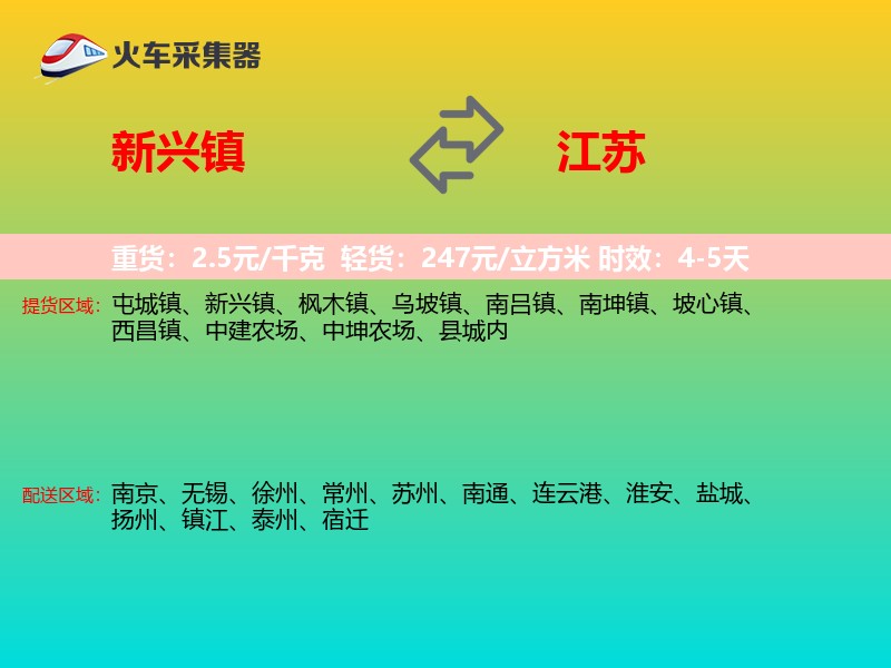 新兴镇到江苏物流专线