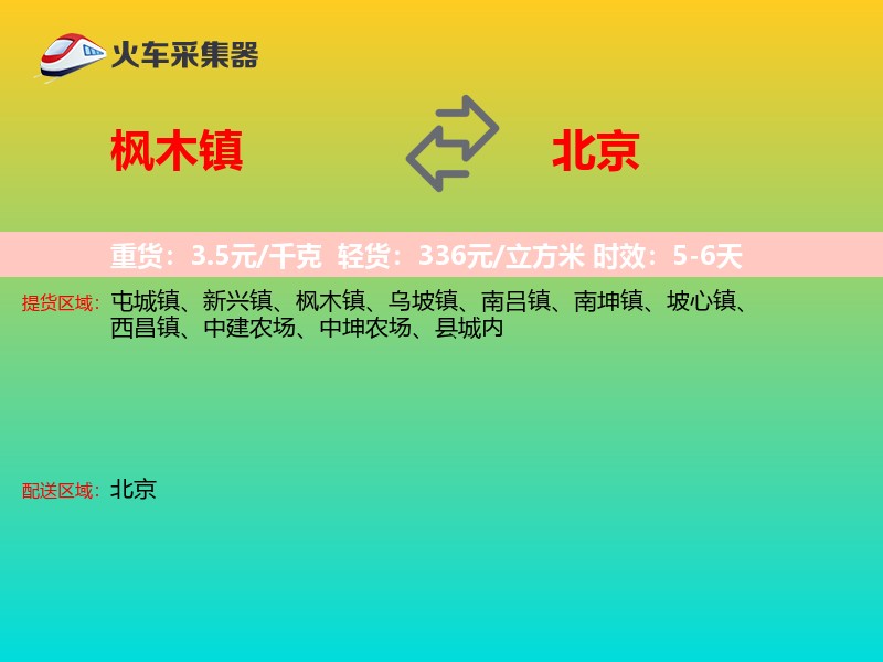 枫木镇到北京物流专线