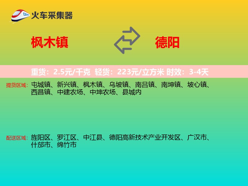 枫木镇到德阳物流专线