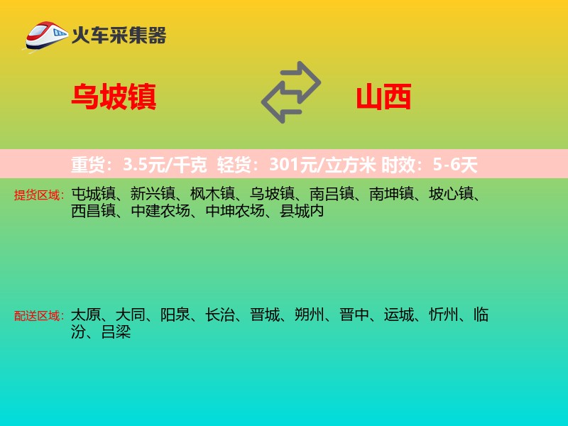 乌坡镇到山西物流专线
