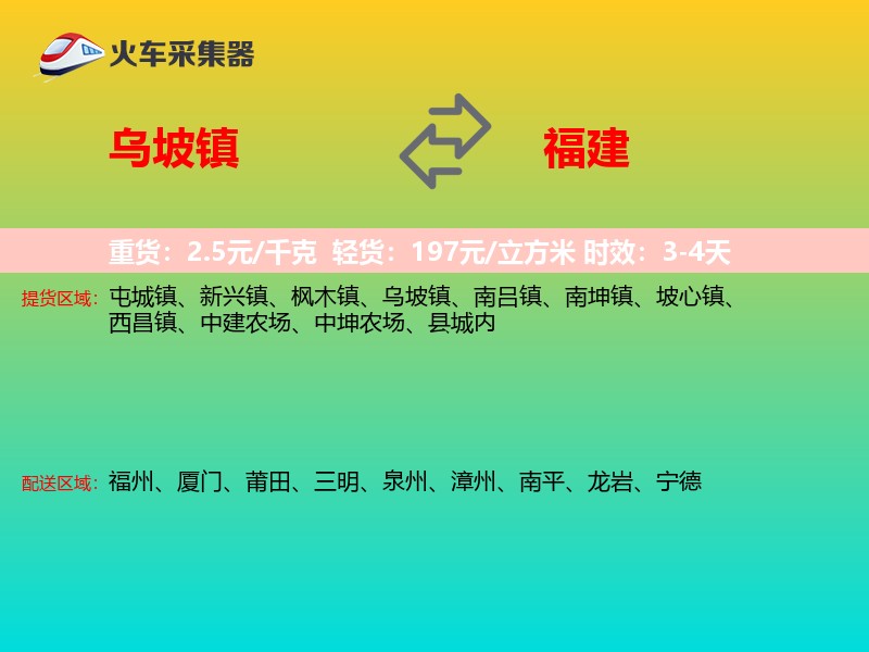 乌坡镇到福建物流专线