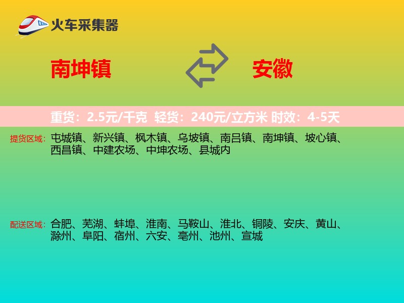 南坤镇到安徽物流专线
