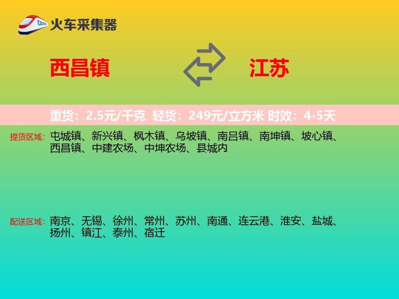 西昌镇到江苏长途搬家