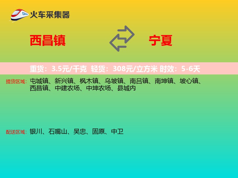 西昌镇到宁夏物流专线