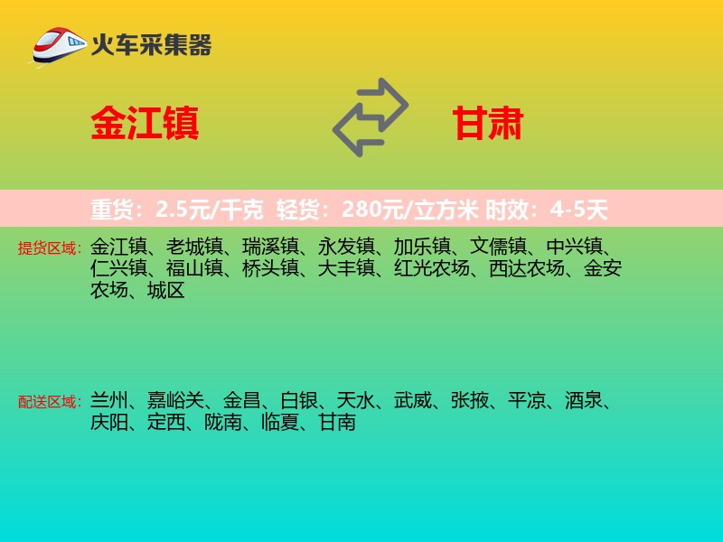 金江镇到甘肃物流专线