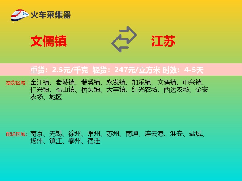 文儒镇到江苏物流专线