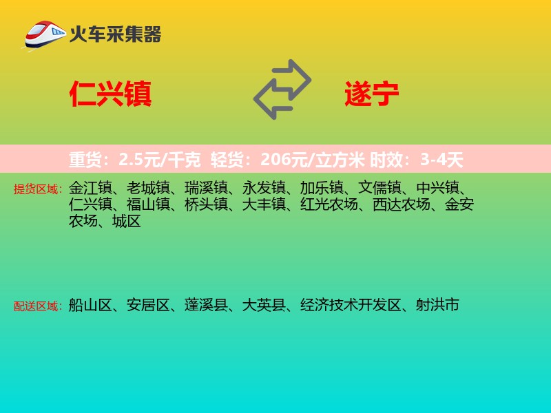 仁兴镇到遂宁物流专线